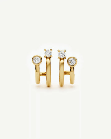 Stone Double Huggie Earrings | 18ct Gold Plated/Cubic Zirconia Earrings Missoma 