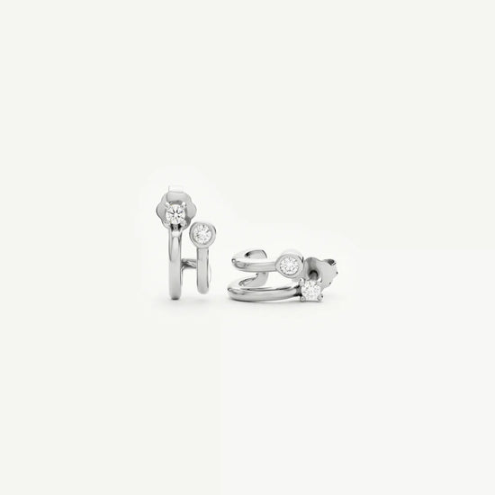 Stone Double Huggie Earrings | Silver Plated/Cubic Zirconia Earrings Missoma 