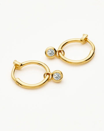 Tennis Charm Mini Hoop Earrings | 18ct Gold Vermeil/Cubic Zirconia