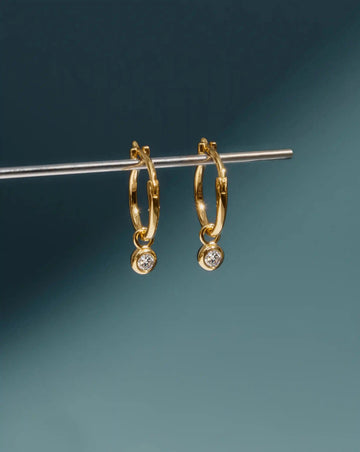 Tennis Charm Mini Hoop Earrings | 18ct Gold Vermeil/Cubic Zirconia Earrings Missoma 