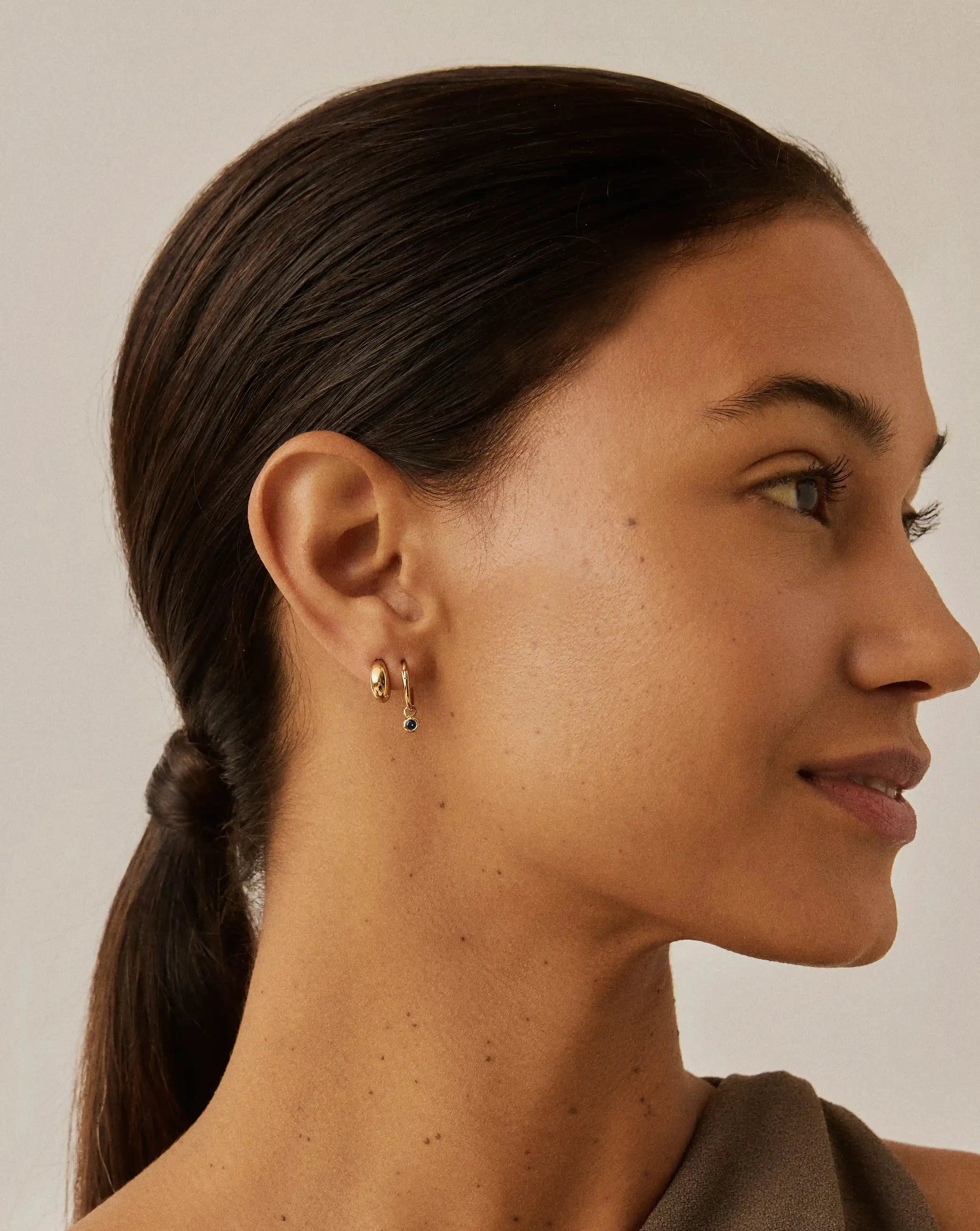 Tennis Charm Mini Hoop Earrings | 18ct Gold Vermeil/Sapphire Blue Nano-crystal Earrings Missoma 