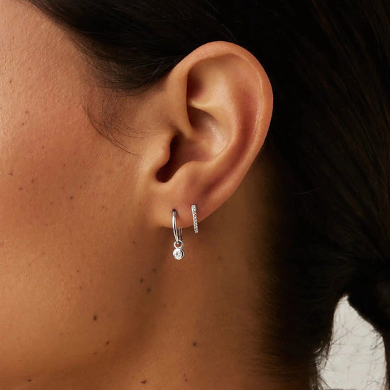 Tennis Charm Mini Hoop Earrings | Sterling Silver/Cubic Zirconia Earrings Missoma 