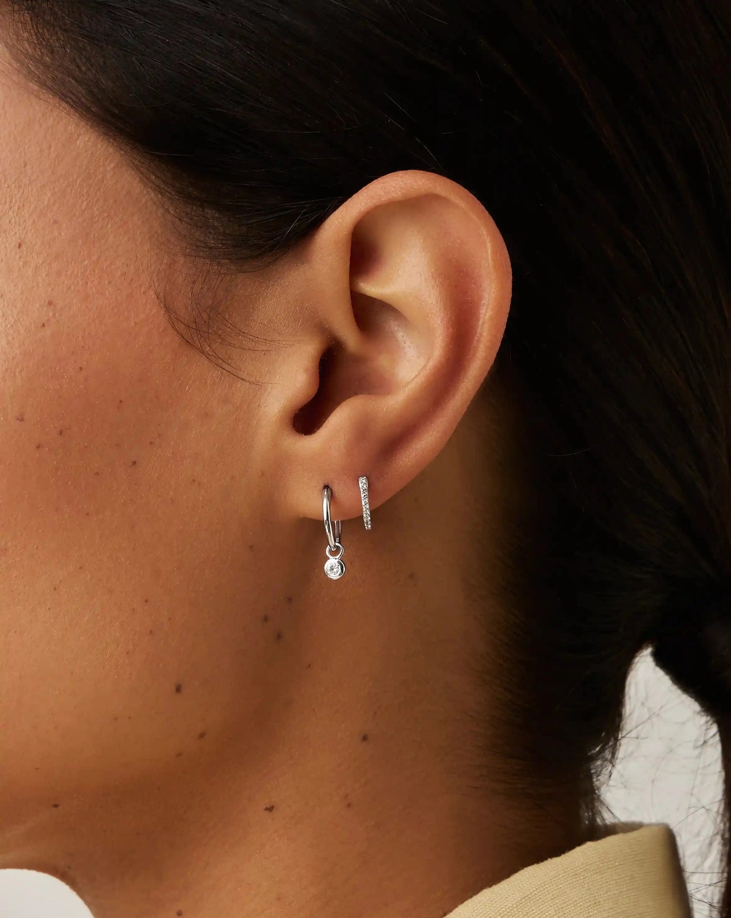 Tennis Charm Mini Hoop Earrings | Sterling Silver/Cubic Zirconia Earrings Missoma 
