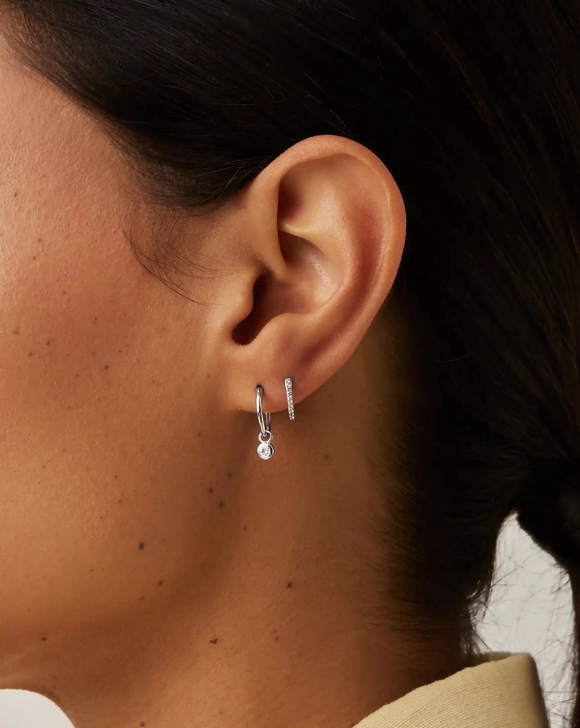 Tennis Charm Mini Hoop Earrings | Sterling Silver/Cubic Zirconia Earrings Missoma 