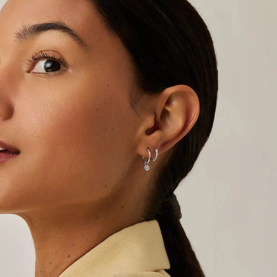 Tennis Charm Mini Hoop Earrings | Sterling Silver/Cubic Zirconia Earrings Missoma 