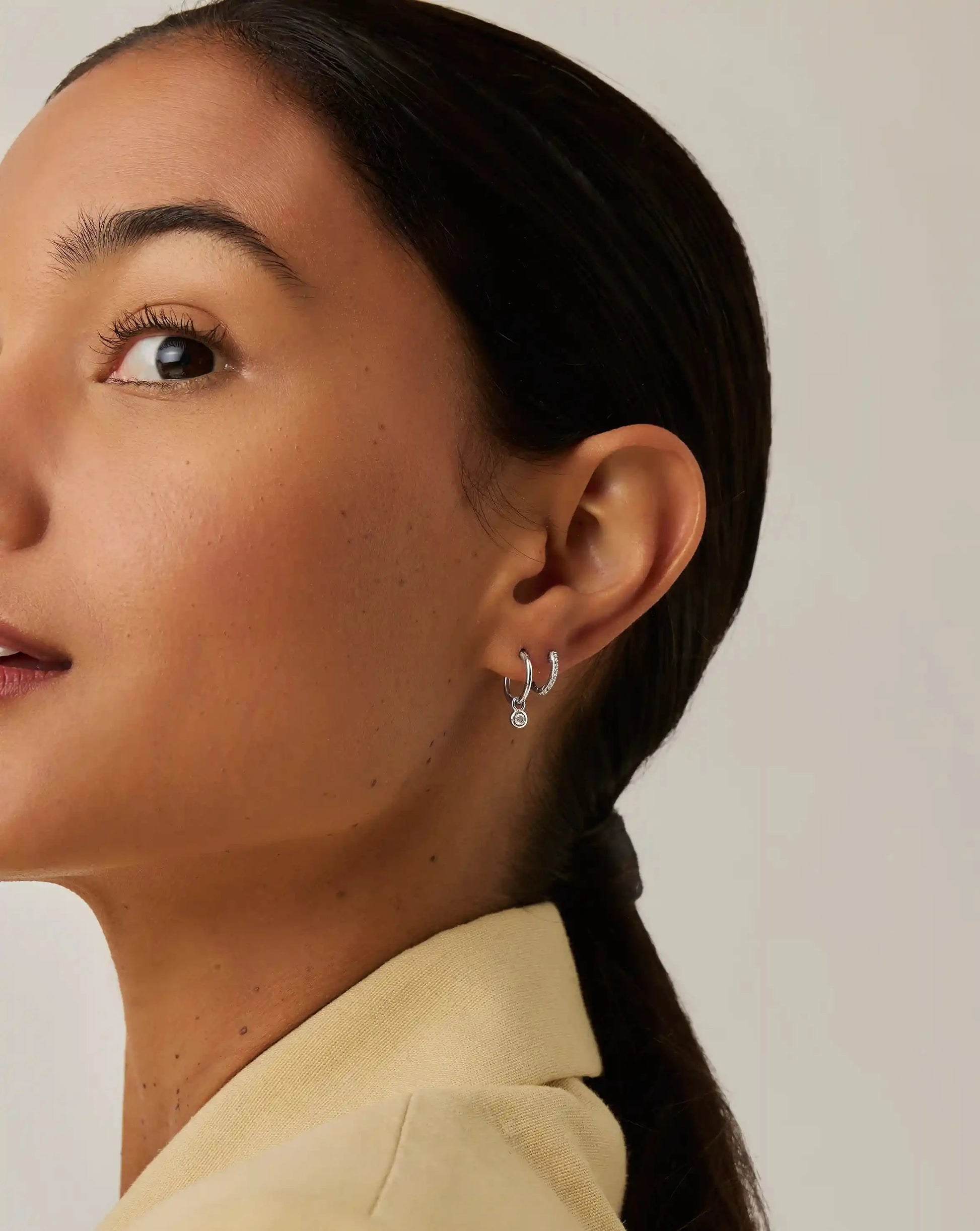 Tennis Charm Mini Hoop Earrings | Sterling Silver/Cubic Zirconia Earrings Missoma 