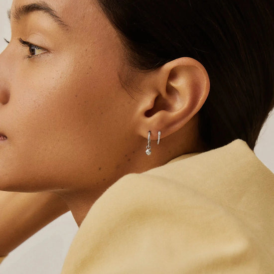 Tennis Charm Mini Hoop Earrings | Sterling Silver/Cubic Zirconia Earrings Missoma 