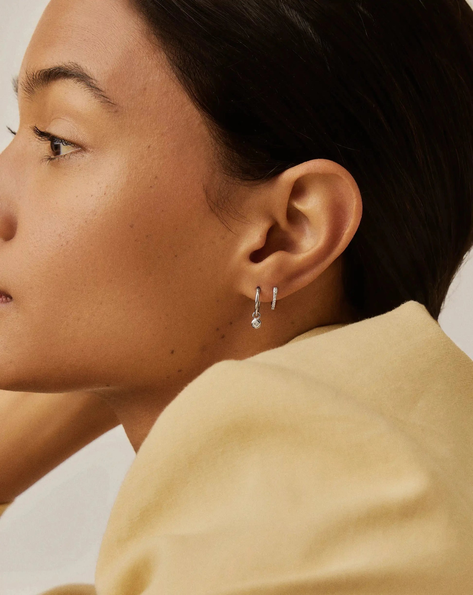 Tennis Charm Mini Hoop Earrings | Sterling Silver/Cubic Zirconia Earrings Missoma 