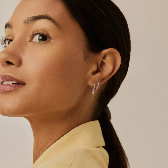 Tennis Charm Mini Hoop Earrings | Sterling Silver/Cubic Zirconia Earrings Missoma 
