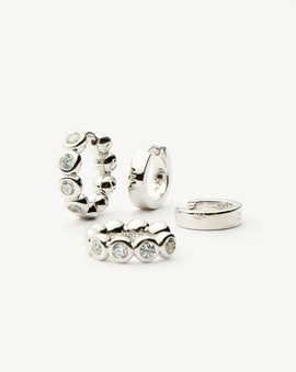 Tennis & Chubby Hoop Earring Set 