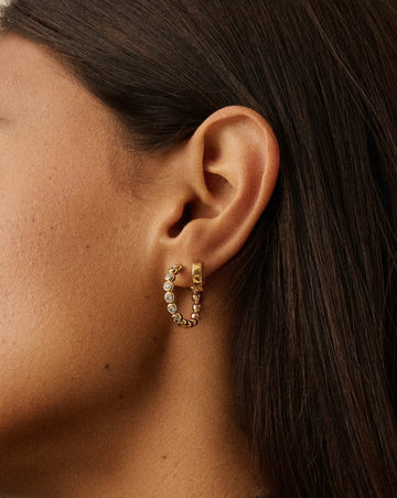 Tennis Classic Hoop Earrings | 18ct Gold Plated/Cubic Zirconia Earrings Missoma 