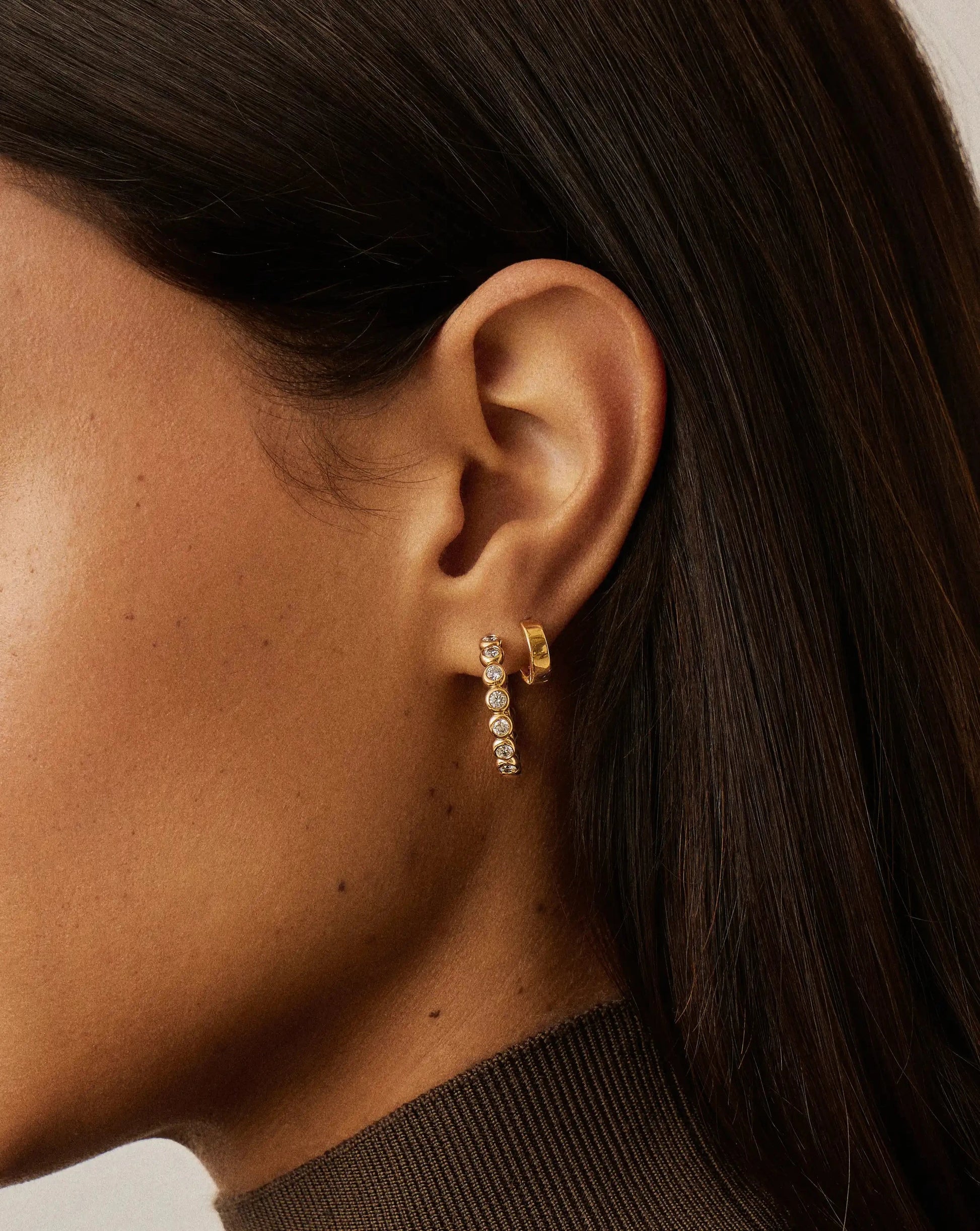 Tennis Classic Hoop Earrings | 18ct Gold Plated/Cubic Zirconia Earrings Missoma 