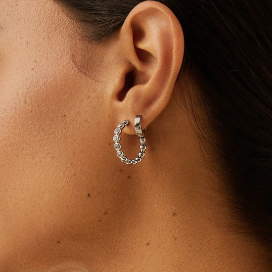 Tennis Classic Hoop Earrings | Silver Plated/Cubic Zirconia Earrings Missoma 