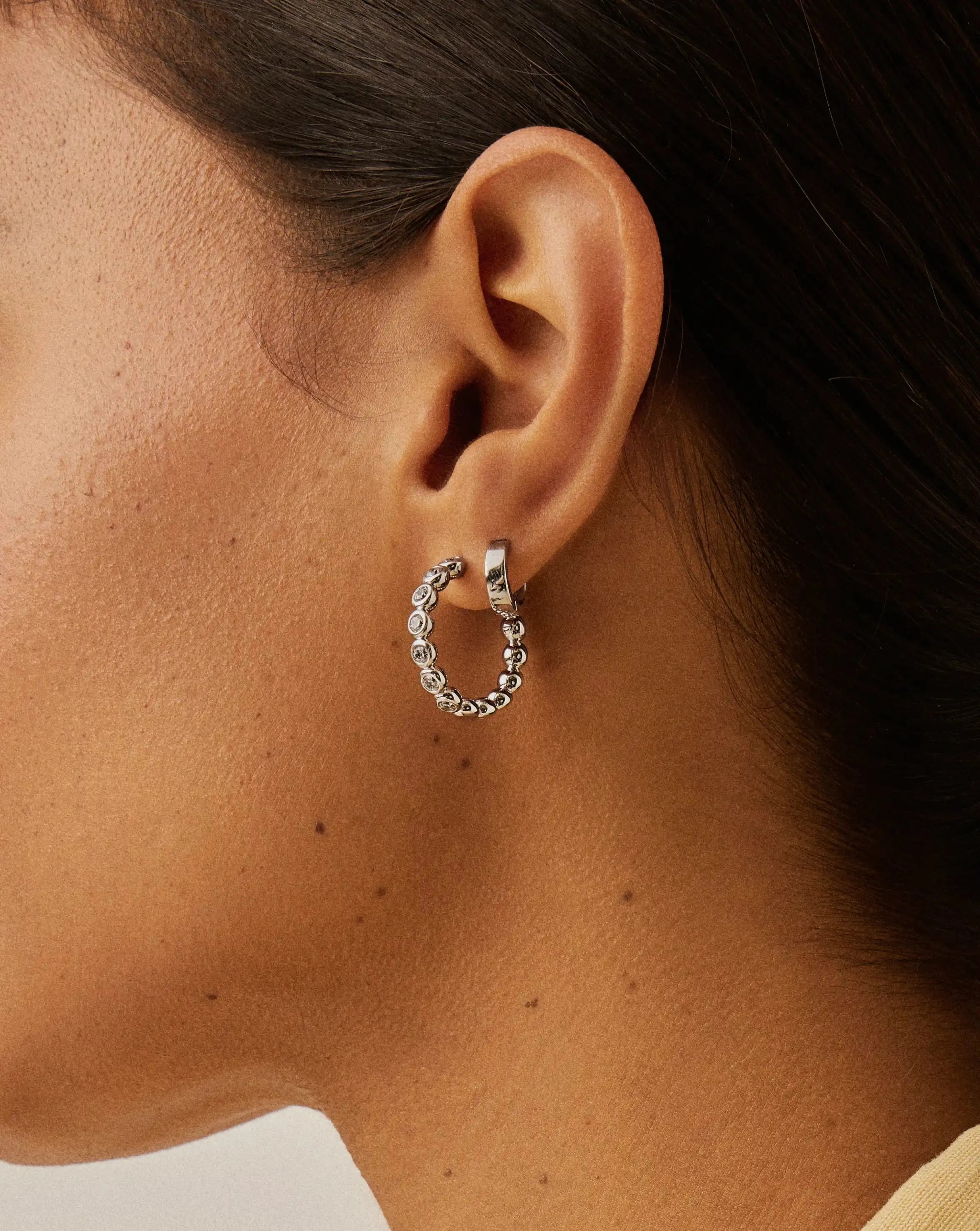 Tennis Classic Hoop Earrings | Silver Plated/Cubic Zirconia Earrings Missoma 