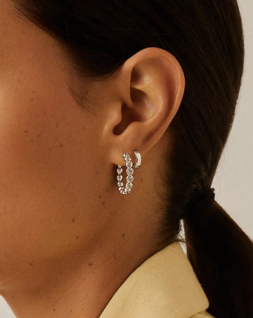 Tennis Classic Hoop Earrings | Silver Plated/Cubic Zirconia Earrings Missoma 