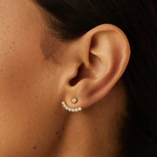Tennis Ear Jacket Stud Earrings | 18ct Gold Vermeil/Cubic Zirconia Earrings Missoma 