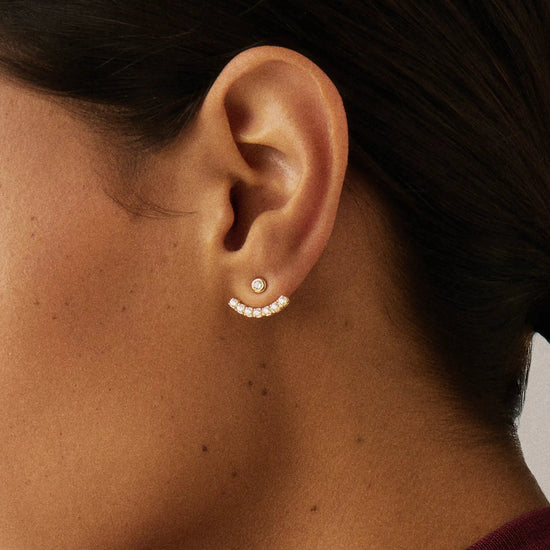 Tennis Ear Jacket Stud Earrings | 18ct Gold Vermeil/Cubic Zirconia Earrings Missoma 