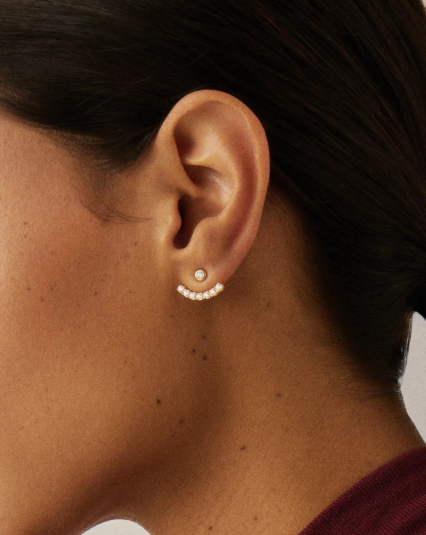Tennis Ear Jacket Stud Earrings | 18ct Gold Vermeil/Cubic Zirconia Earrings Missoma 