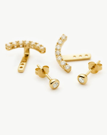 Tennis Ear Jacket Stud Earrings | 18ct Gold Vermeil/Cubic Zirconia Earrings Missoma 