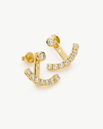 Tennis Ear Jacket Stud Earrings | 18ct Gold Vermeil/Cubic Zirconia Earrings Missoma 