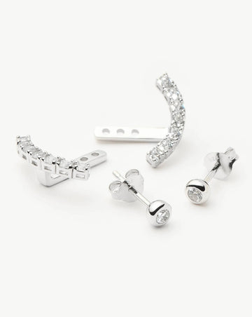Tennis Ear Jacket Stud Earrings | Sterling Silver/Cubic Zirconia Earrings Missoma 
