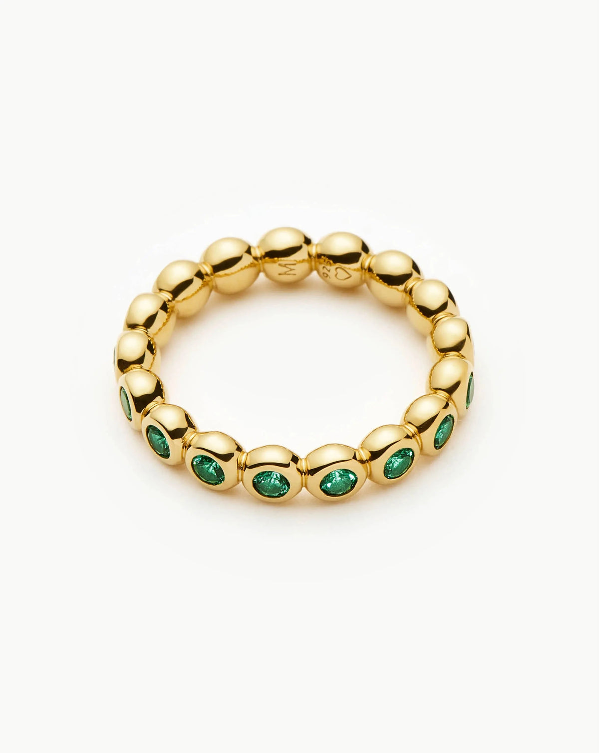 Tennis Eternity Stacking Ring | 18ct Gold Vermeil/Emerald Green Nano-crystal Rings Missoma 