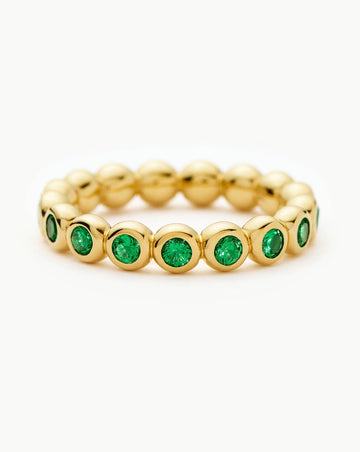 Tennis Eternity Stacking Ring | 18ct Gold Vermeil/Emerald Green Nano-crystal Rings Missoma 
