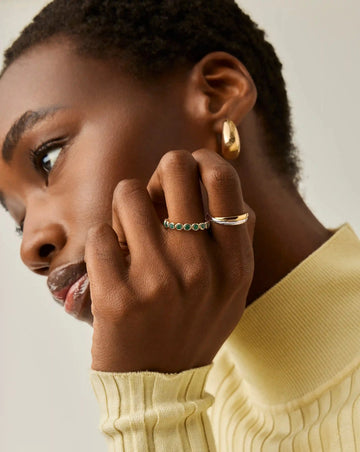 Tennis Eternity Stacking Ring | 18ct Gold Vermeil/Emerald Green Nano-crystal Rings Missoma 
