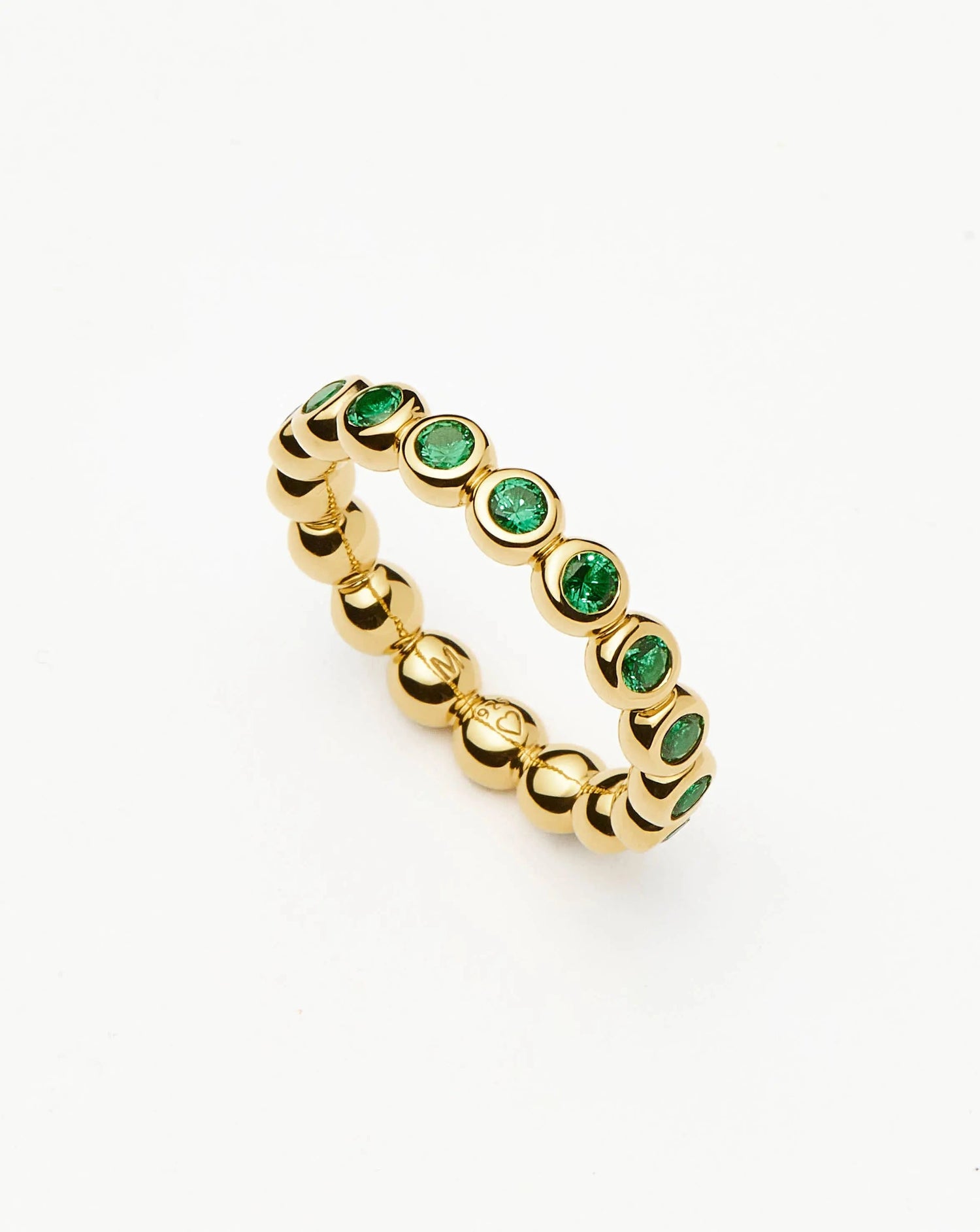 Tennis Eternity Stacking Ring | 18ct Gold Vermeil/Emerald Green Nano-crystal Rings Missoma 