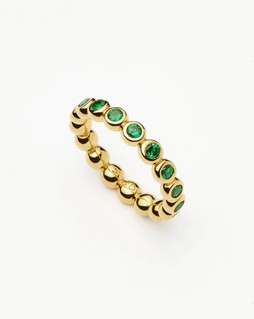 Tennis Eternity Stacking Ring | 18ct Gold Vermeil/Emerald Green Nano-crystal Rings Missoma 