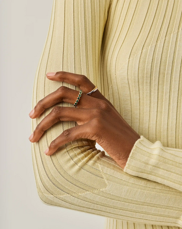 Tennis Eternity Stacking Ring | 18ct Gold Vermeil/Emerald Green Nano-crystal Rings Missoma 