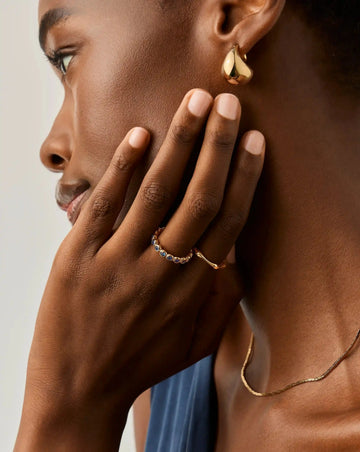 Tennis Eternity Stacking Ring | 18ct Gold Vermeil/Sapphire Blue Nano-crystal Rings Missoma 