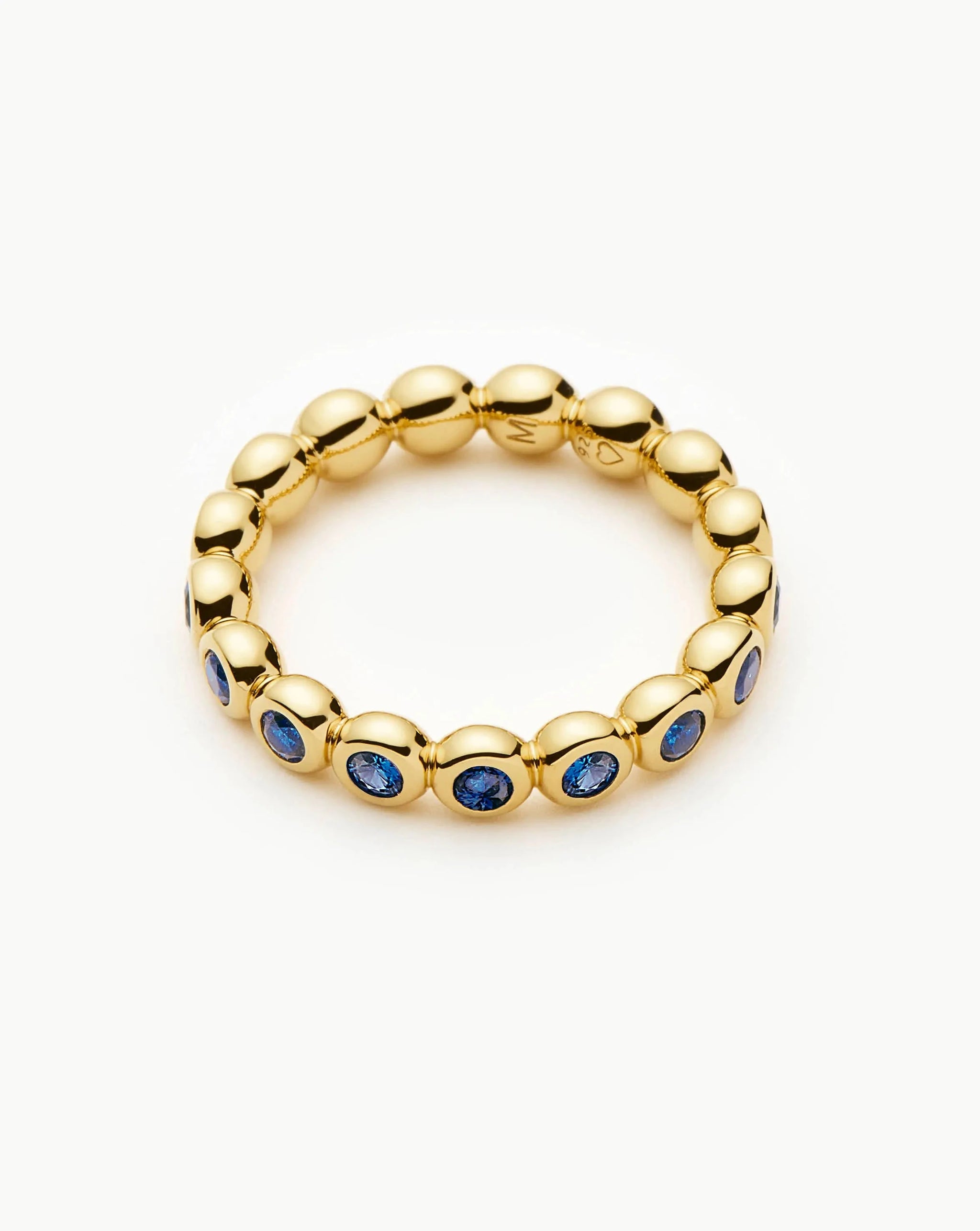 Tennis Eternity Stacking Ring | 18ct Gold Vermeil/Sapphire Blue Nano-crystal Rings Missoma 