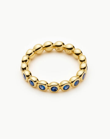 Tennis Eternity Stacking Ring | 18ct Gold Vermeil/Sapphire Blue Nano-crystal Rings Missoma 