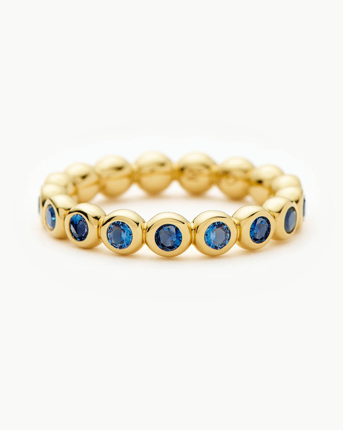 Tennis Eternity Stacking Ring | 18ct Gold Vermeil/Sapphire Blue Nano-crystal Rings Missoma 