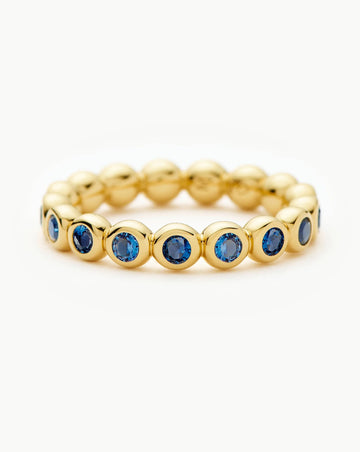 Tennis Eternity Stacking Ring | 18ct Gold Vermeil/Sapphire Blue Nano-crystal Rings Missoma 