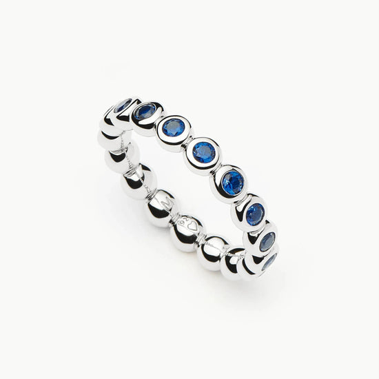 Tennis Eternity Stacking Ring | Sterling Silver/Sapphire Blue Nano-crystal Rings Missoma 