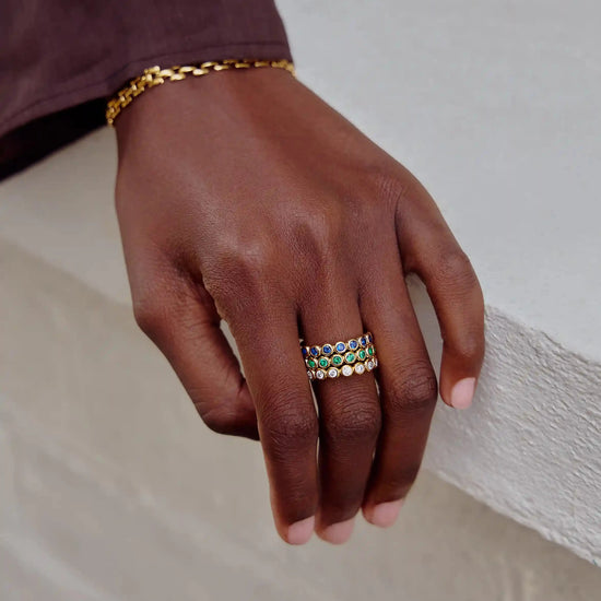 Tennis Eternity Stacking Ring | Sterling Silver/Sapphire Blue Nano-crystal Rings Missoma 