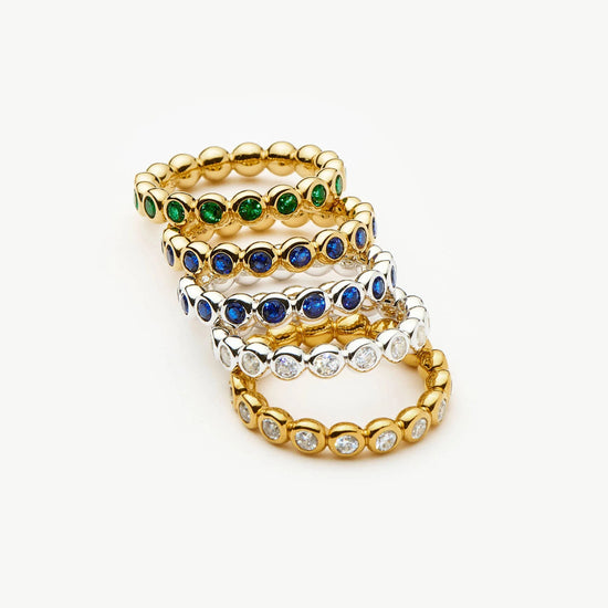 Tennis Eternity Stacking Ring | Sterling Silver/Sapphire Blue Nano-crystal Rings Missoma 