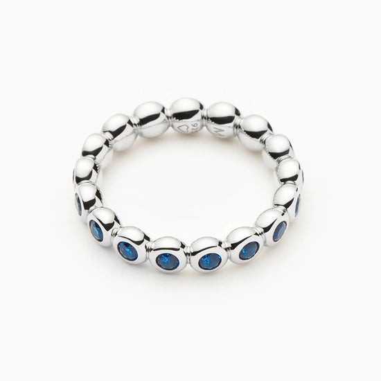Tennis Eternity Stacking Ring | Sterling Silver/Sapphire Blue Nano-crystal Rings Missoma 