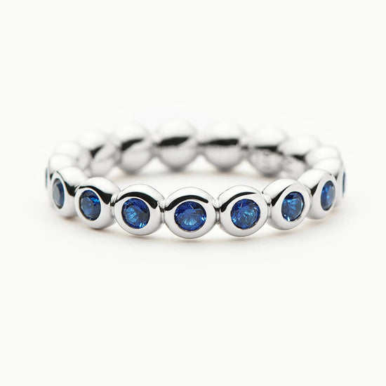 Tennis Eternity Stacking Ring | Sterling Silver/Sapphire Blue Nano-crystal Rings Missoma 
