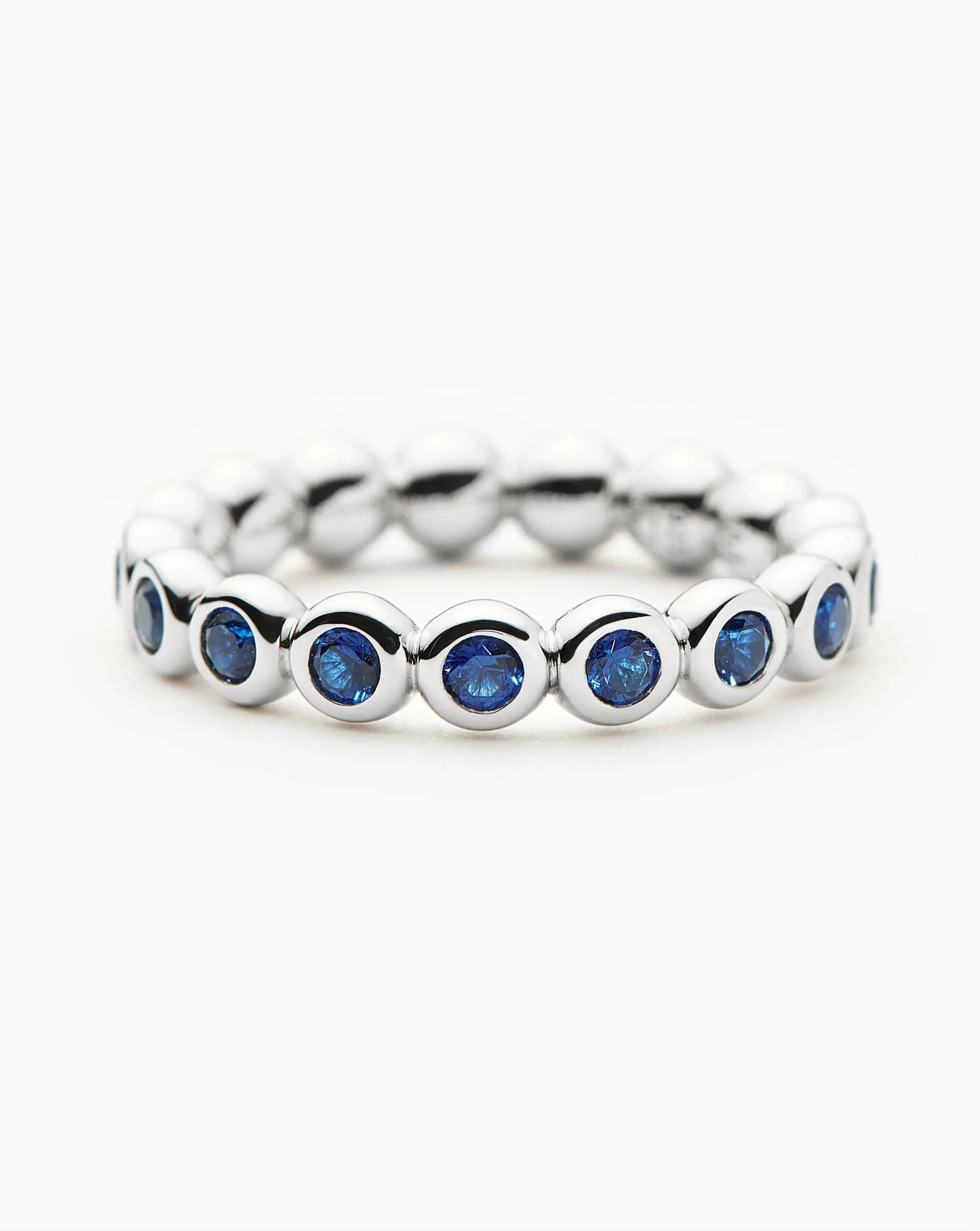 Tennis Eternity Stacking Ring | Sterling Silver/Sapphire Blue Nano-crystal Rings Missoma 