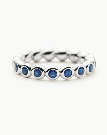 Tennis Eternity Stacking Ring | Sterling Silver/Sapphire Blue Nano-crystal Rings Missoma 