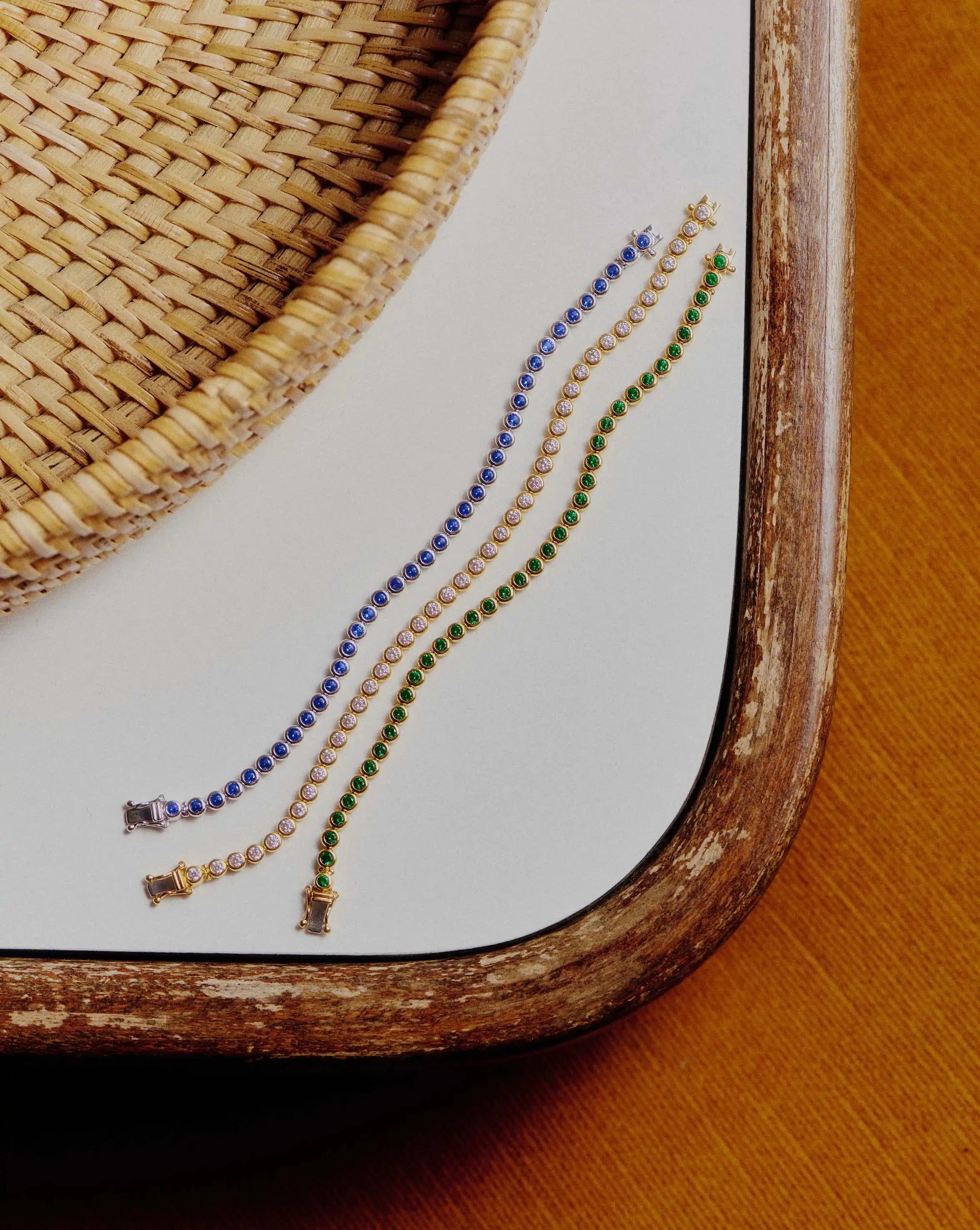 Tennis Round Bracelet | 18ct Gold Vermeil/Emerald Green Nano-crystal Bracelets Missoma 