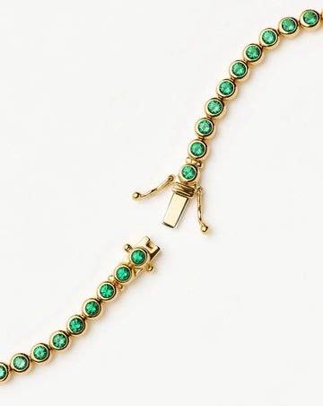 Tennis Round Bracelet | 18ct Gold Vermeil/Emerald Green Nano-crystal Bracelets Missoma 