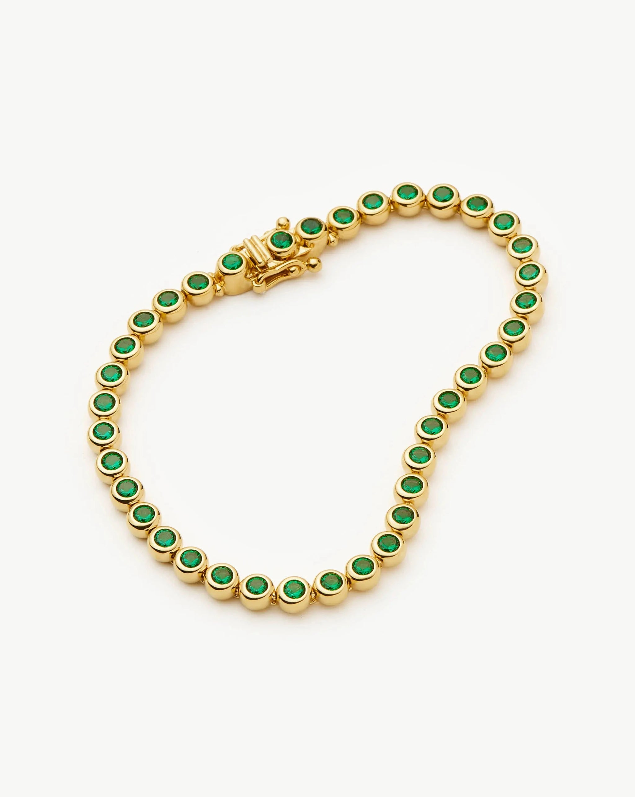 Tennis Round Bracelet | 18ct Gold Vermeil/Emerald Green Nano-crystal Bracelets Missoma 