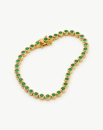 Tennis Round Bracelet | 18ct Gold Vermeil/Emerald Green Nano-crystal Bracelets Missoma 
