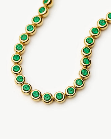 Tennis Round Bracelet | 18ct Gold Vermeil/Emerald Green Nano-crystal Bracelets Missoma 
