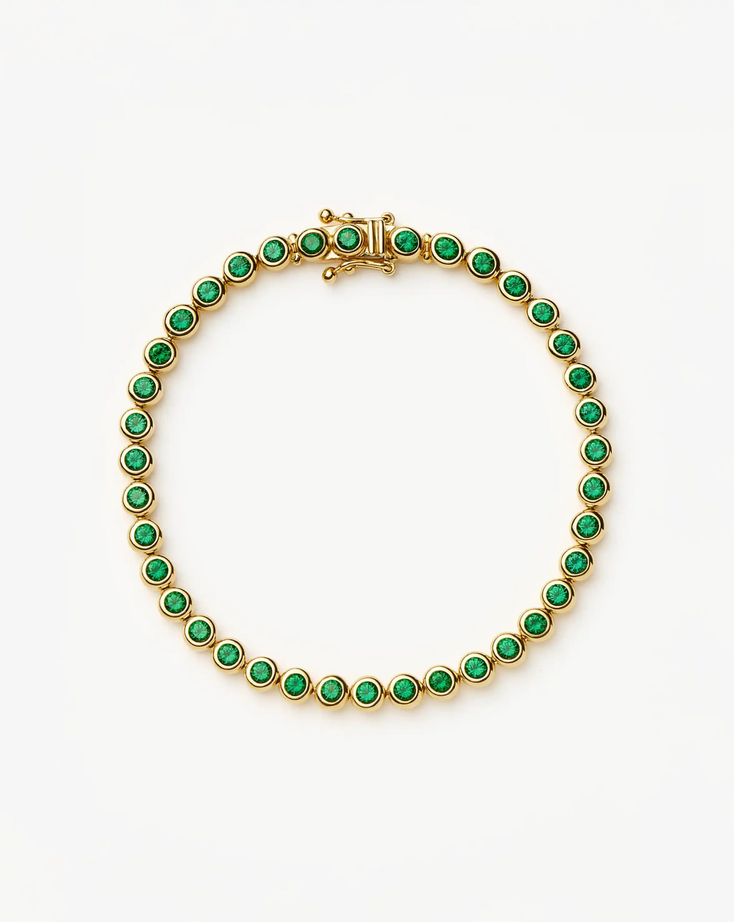Tennis Round Bracelet | 18ct Gold Vermeil/Emerald Green Nano-crystal Bracelets Missoma 