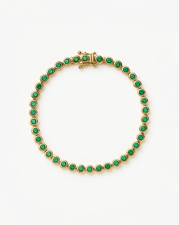 Tennis Round Bracelet | 18ct Gold Vermeil/Emerald Green Nano-crystal Bracelets Missoma 